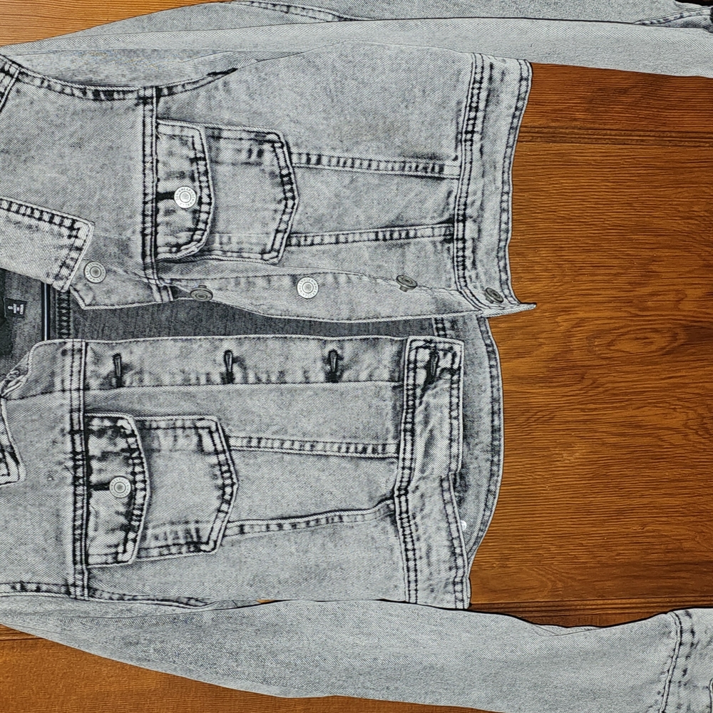 Fashion Nova Gray Jean Jacket Vintage Acid Wash
